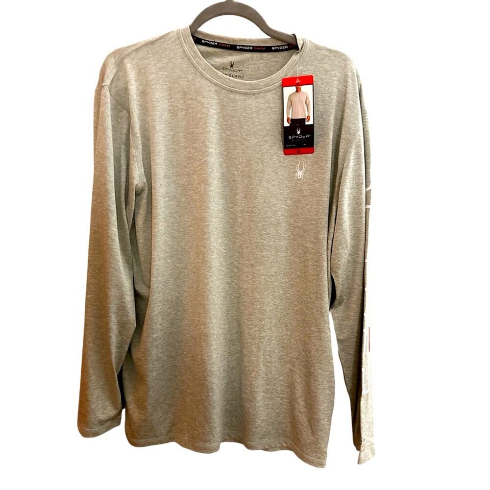 Spyder Swim Rash Guard UPF 50+ Quick Dry Long Sleeve Shirt Green Grey, size M